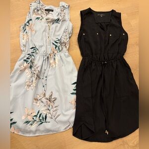 Dynamite Floral Light Blue Dress & Dynamite Black Sleeveless Jumpsuit